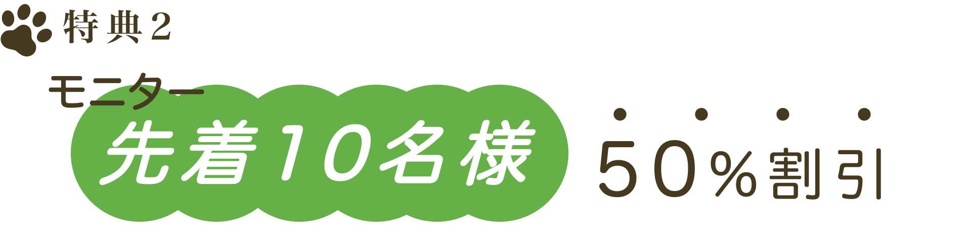 特典2 モニター 先着10名様50%割引